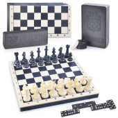 Настольная игра Владспортпром Шахматы Айвенго с доской, с шашкми и домино (дерево+пластик) 03043