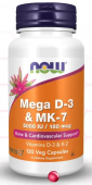 Витамины Now Mega D-3 & MK-7 5000IU 120капсул