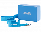 Комплект StarFit блок+ремень для йоги FA-104