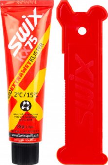 Клистер Swix KX75 Red Extra Wet, со скребком 55гр.