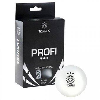 Мяч Torres для настольного тенниса Profi 3* d-40мм. 6шт.